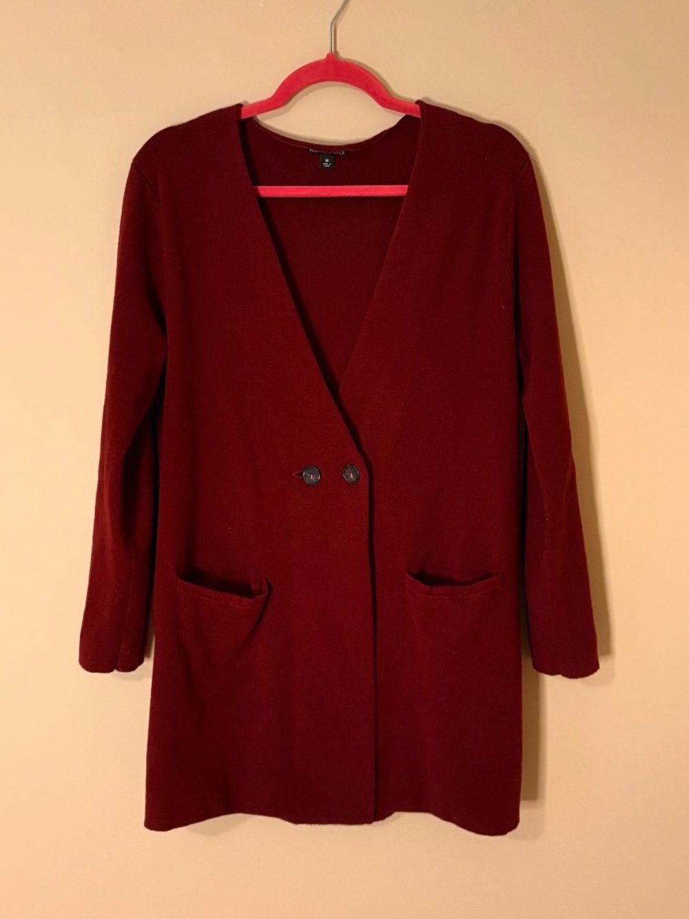 J. Crew Mercantile Burgundy 100% Cotton 2 Button Long Cardigan Sweater Size M